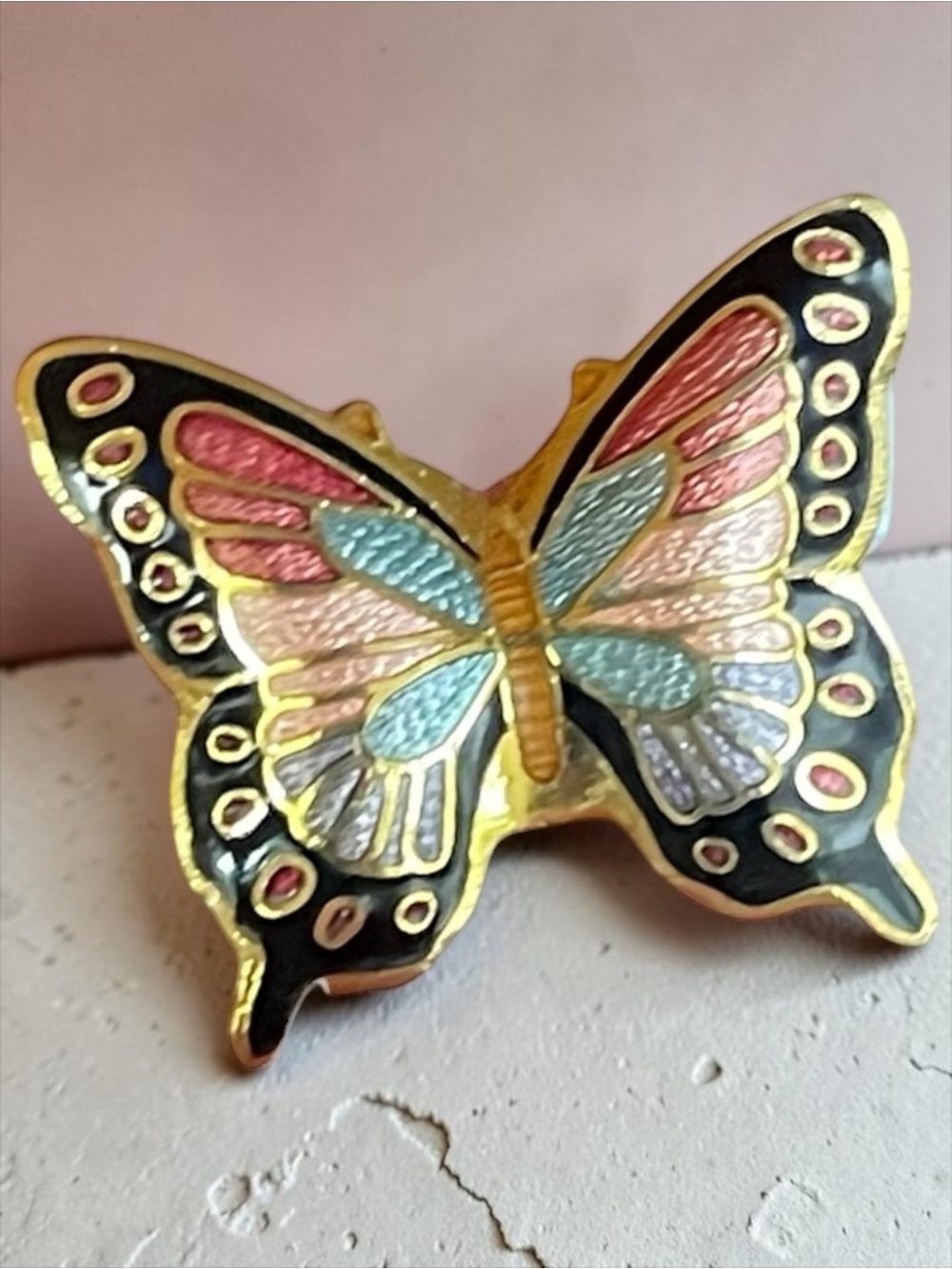 Vintage Cloisonné Enamel Butterfly Pin Brooch